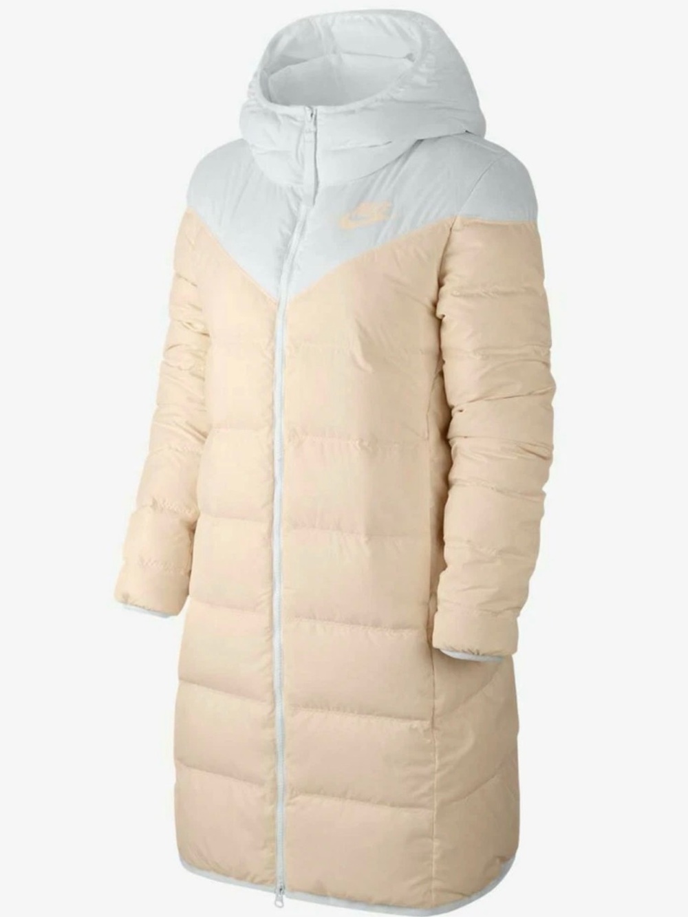 Nike Reversible White light peach Hooded Long Puffer Coat Windrunner